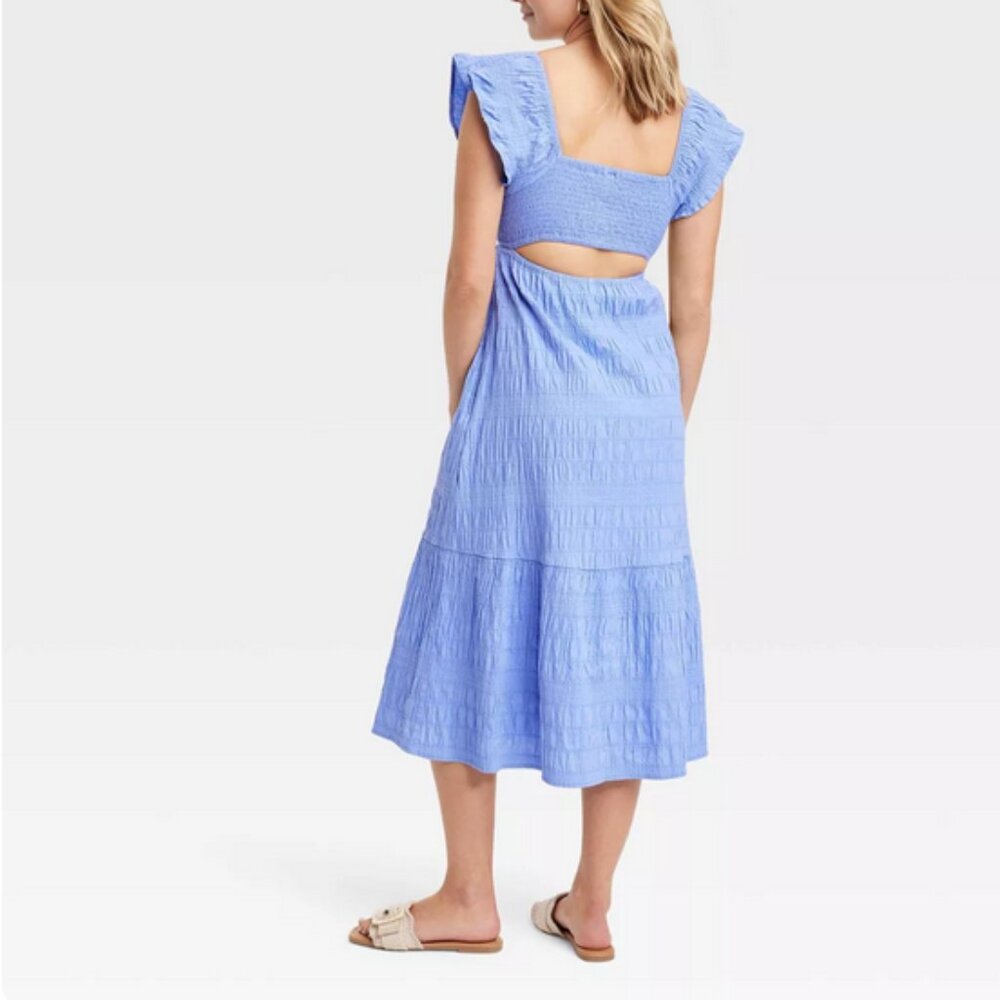 Universal Thread Light Blue Keyhole Ruffle Midi Dress - Picture 2 of 11